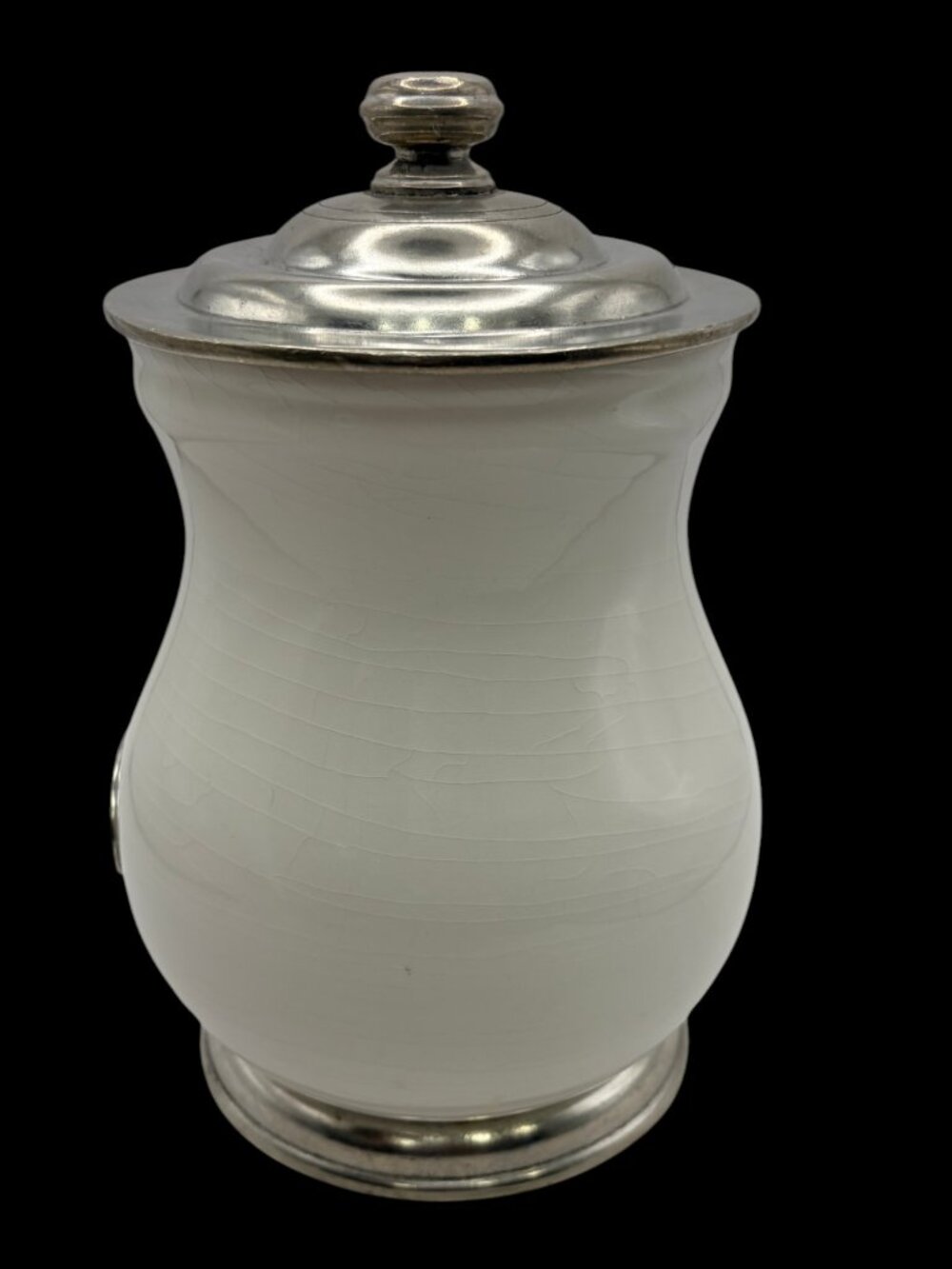 Arte Italica Lucchero White Ceramic Sugar Canister Pewter Lid Made in Italy 9" - Picture 4 of 14
